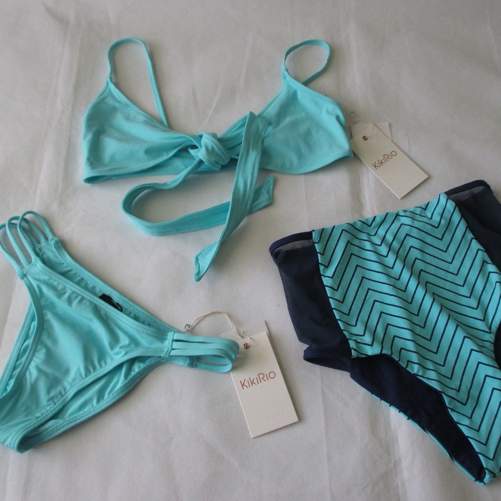 NWT - 3 piece KIKIRIO Reversible swim suit set - sz Small